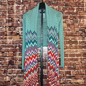 BCBGMaxazria- Colorful chevron silk open cardigan